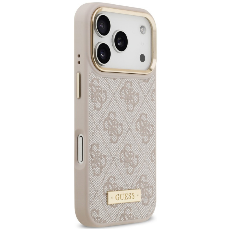 Guess 4G Logo Plate MagSafe kaitsekate Apple iPhone 18 Pro / 17 Pro jaoks, roosa