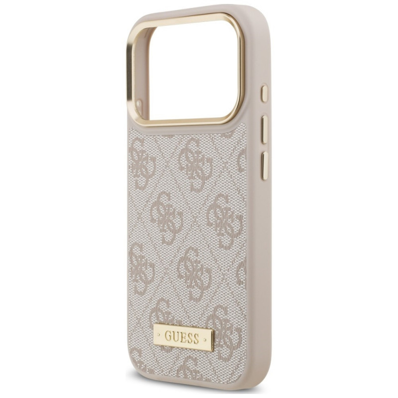 Guess 4G Logo Plate MagSafe kaitsekate Apple iPhone 18 Pro / 17 Pro jaoks, roosa