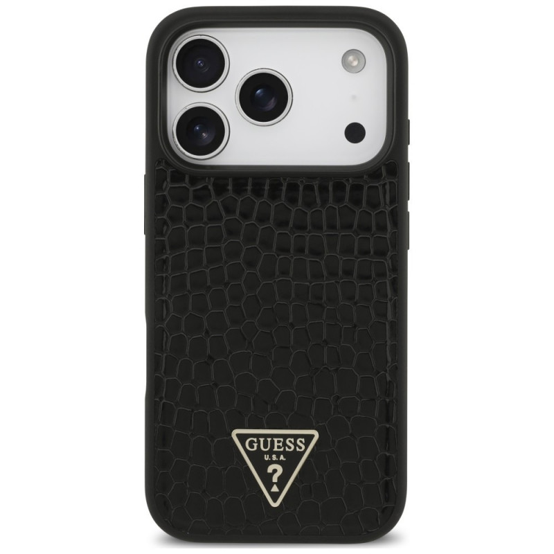 Guess Croco Triangle Logo MagSafe kaitseümbris Apple iPhone 18 Pro / 17 Pro jaoks, must