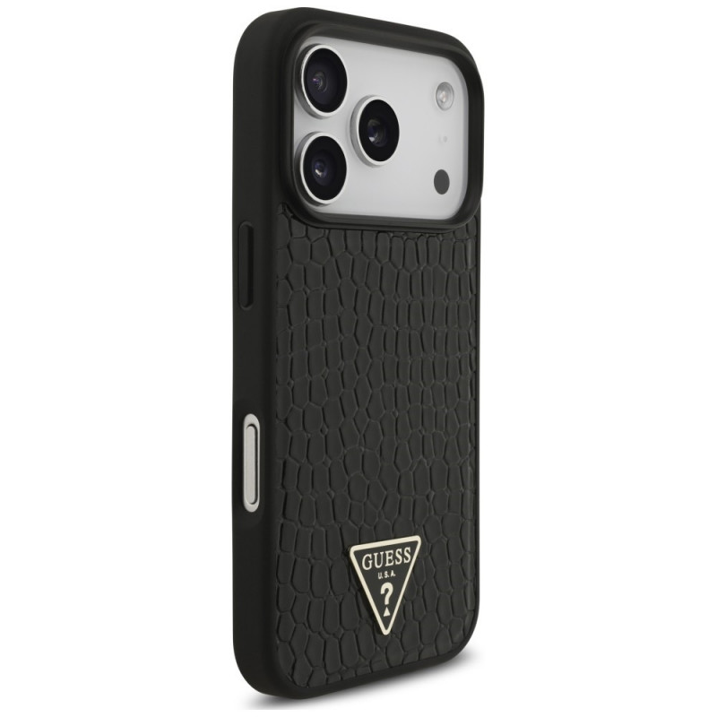Guess Croco Triangle Logo MagSafe kaitseümbris Apple iPhone 18 Pro / 17 Pro jaoks, must