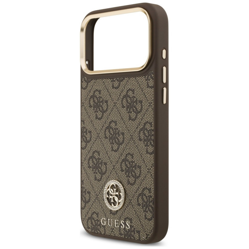 Guess 4G Strass Logo MagSafe kaitsekate Apple iPhone 18 Pro Max / 17 Pro Max jaoks, pruun