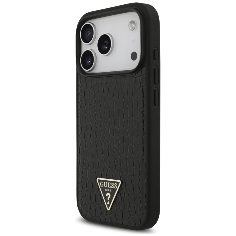 Guess Croco Triangle Logo MagSafe kaitsekott Apple iPhone 18 Pro Max / 17 Pro Max jaoks, must