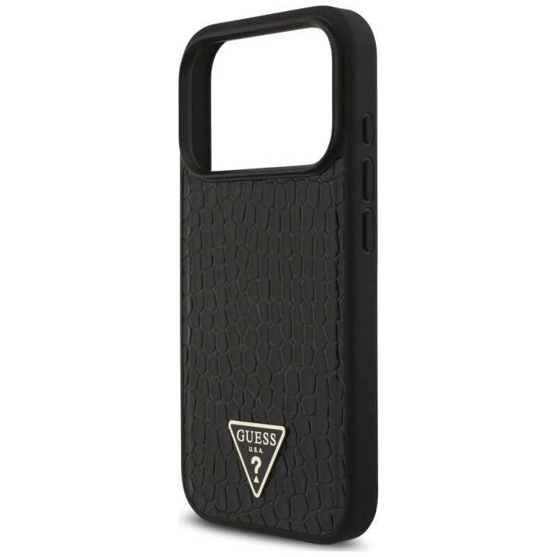 Guess Croco Triangle Logo MagSafe kaitsekott Apple iPhone 18 Pro Max / 17 Pro Max jaoks, must
