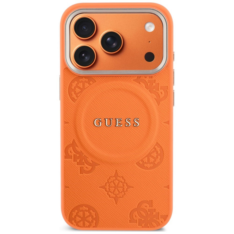 Guess Peony Hot Stamp MagSafe kaitsekott Apple iPhone 18 Pro Max / 17 Pro Max jaoks, oranž
