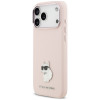 Karl Lagerfeld Silicone Choupette Metal Pin kaitsekott Apple iPhone 18 Pro Max / 17 Pro Max jaoks, roosa