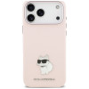Karl Lagerfeld Silicone Choupette Metal Pin kaitsekott Apple iPhone 18 Pro Max / 17 Pro Max jaoks, roosa