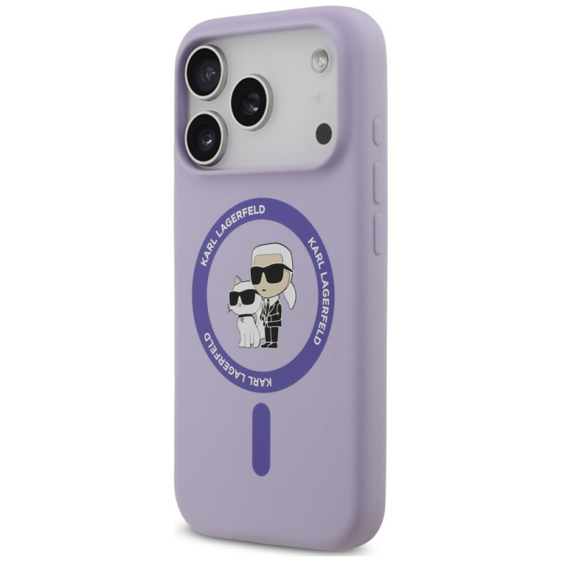 Karl Lagerfeld silikoonkate Karl&Choupette Ring MagSafe Apple iPhone 18 Pro / 17 Pro jaoks, lilla