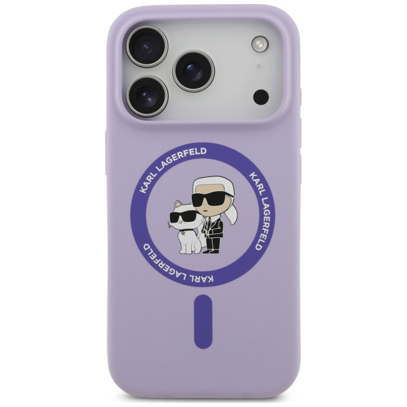 Karl Lagerfeld silikoonkate Karl&Choupette Ring MagSafe Apple iPhone 18 Pro / 17 Pro jaoks, lilla