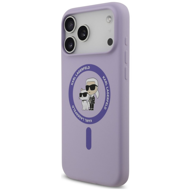 Karl Lagerfeld silikoonkate Karl&Choupette Ring MagSafe Apple iPhone 18 Pro Max / iPhone 17 Pro Max jaoks, lilla