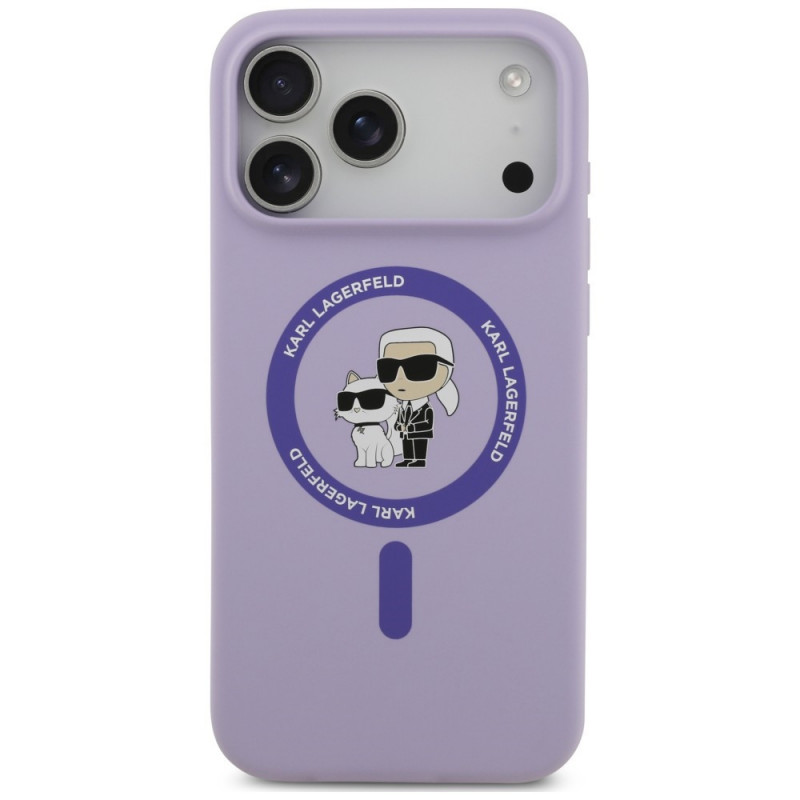 Karl Lagerfeld silikoonkate Karl&Choupette Ring MagSafe Apple iPhone 18 Pro Max / iPhone 17 Pro Max jaoks, lilla