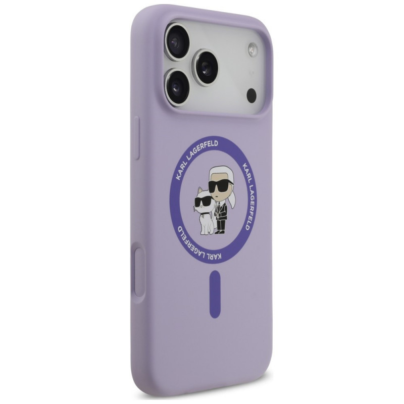 Karl Lagerfeld silikoonkate Karl&Choupette Ring MagSafe Apple iPhone 18 Pro Max / iPhone 17 Pro Max jaoks, lilla