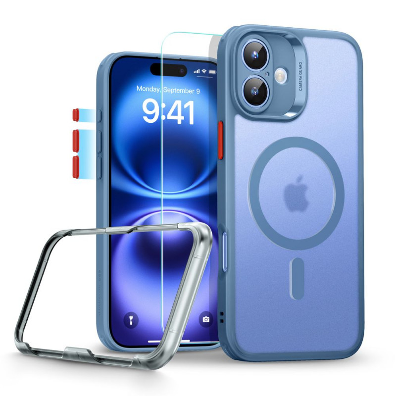 ESR Classic Pro Set HaloLock MagSafe ümbris karastatud klaasiga Apple iPhone 16 jaoks, Frosted Blue
