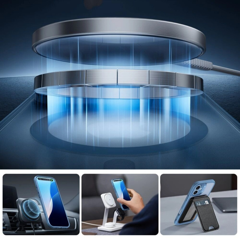ESR Classic Pro Set HaloLock MagSafe ümbris karastatud klaasiga Apple iPhone 16 jaoks, Frosted Blue