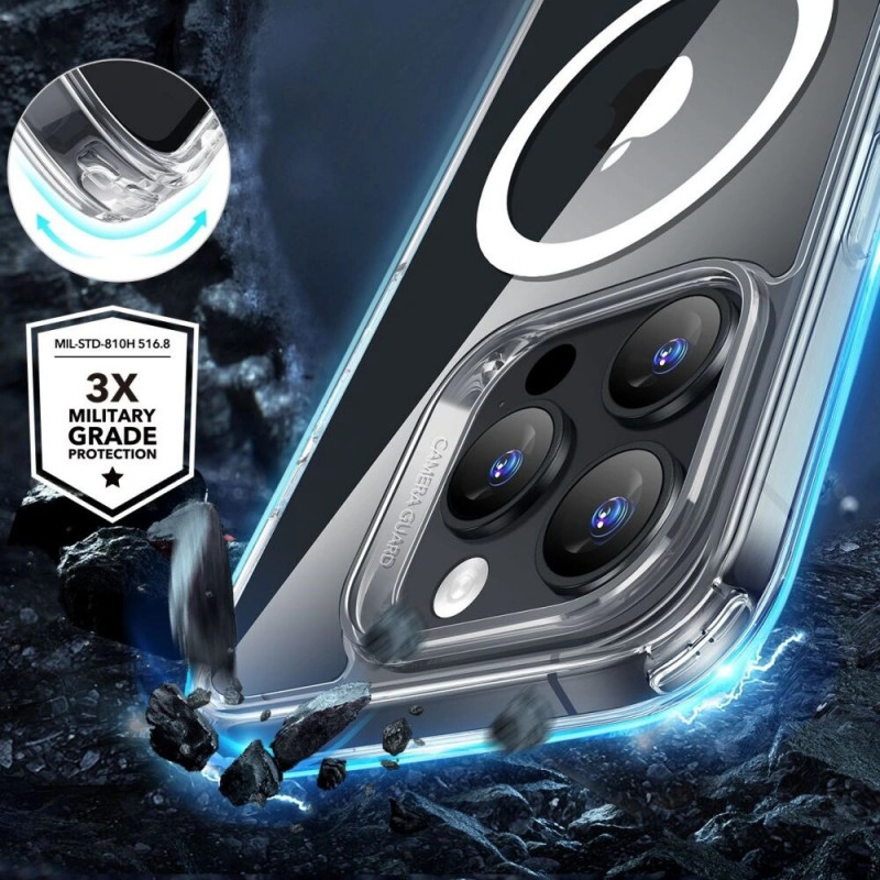 ESR Classic Hybrid HaloLock MagSafe ümbris karastatud klaasiga Apple iPhone 16 Pro Max-le, läbipaistev