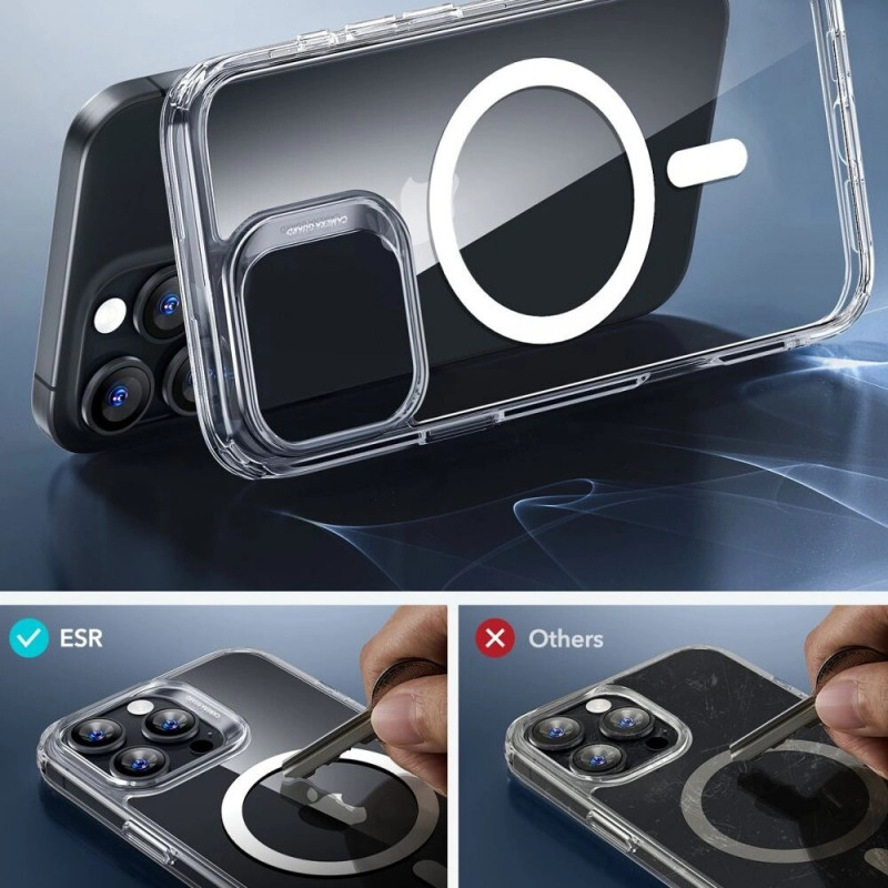 ESR Classic Hybrid HaloLock MagSafe ümbris karastatud klaasiga Apple iPhone 16 Pro Max-le, läbipaistev