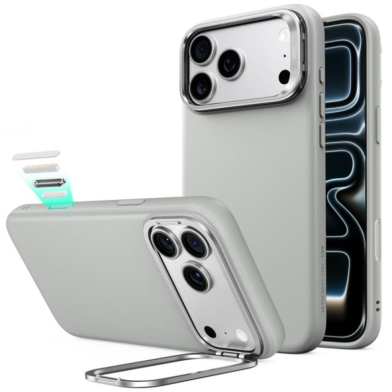 ESR nahast tugijalaga MagSafe ümbris Apple iPhone 17 Pro Max / 18 Pro Max, hall