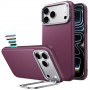ESR Leather Kickstand MagSafe nahast ümbris Apple iPhone 17 Pro / 18 Pro jaoks, Deep Burgundy