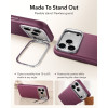 ESR Leather Kickstand MagSafe nahast ümbris Apple iPhone 17 Pro / 18 Pro jaoks, Deep Burgundy