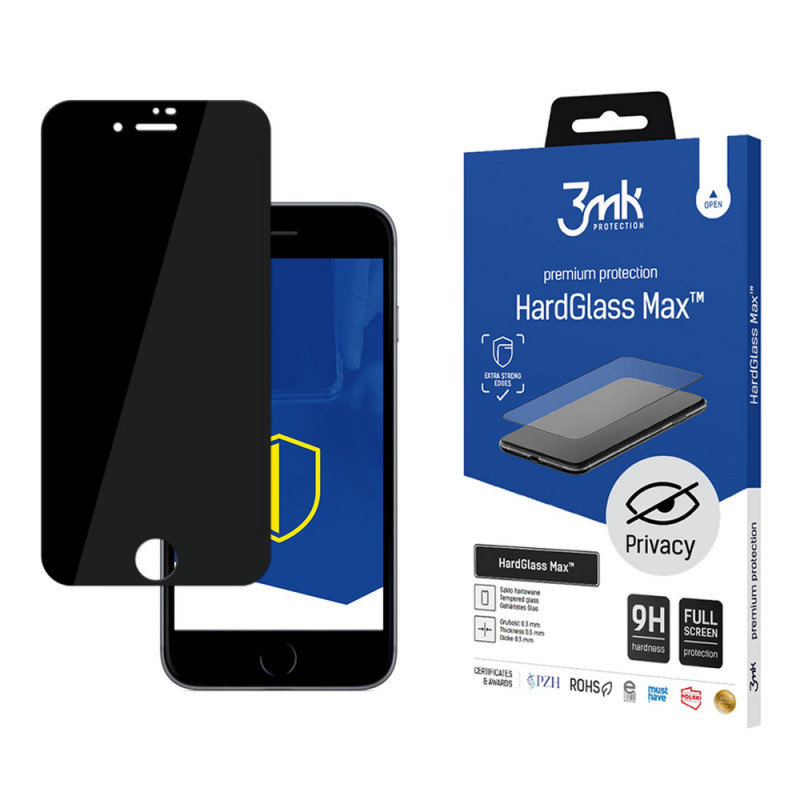 3MK HardGlass Max Privacy karastatud privaatsusklaas Apple iPhone 7 jaoks, must