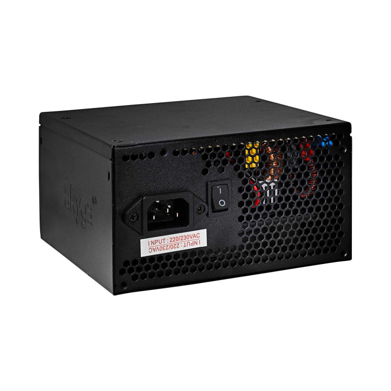 Akyga ATX toiteplokk 500 W AK-C2-500, pooleldi modulaarne, P4+4, 2x PCI-E 6+2 Pin, 4x SATA, 2x Molex, 12 cm ventilaator, 80 PLUS