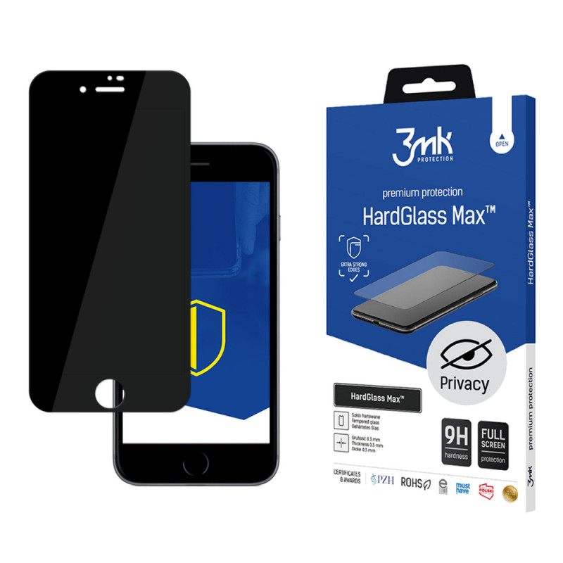 3MK HardGlass Max Privacy karastatud klaas Apple iPhone 8 jaoks, must