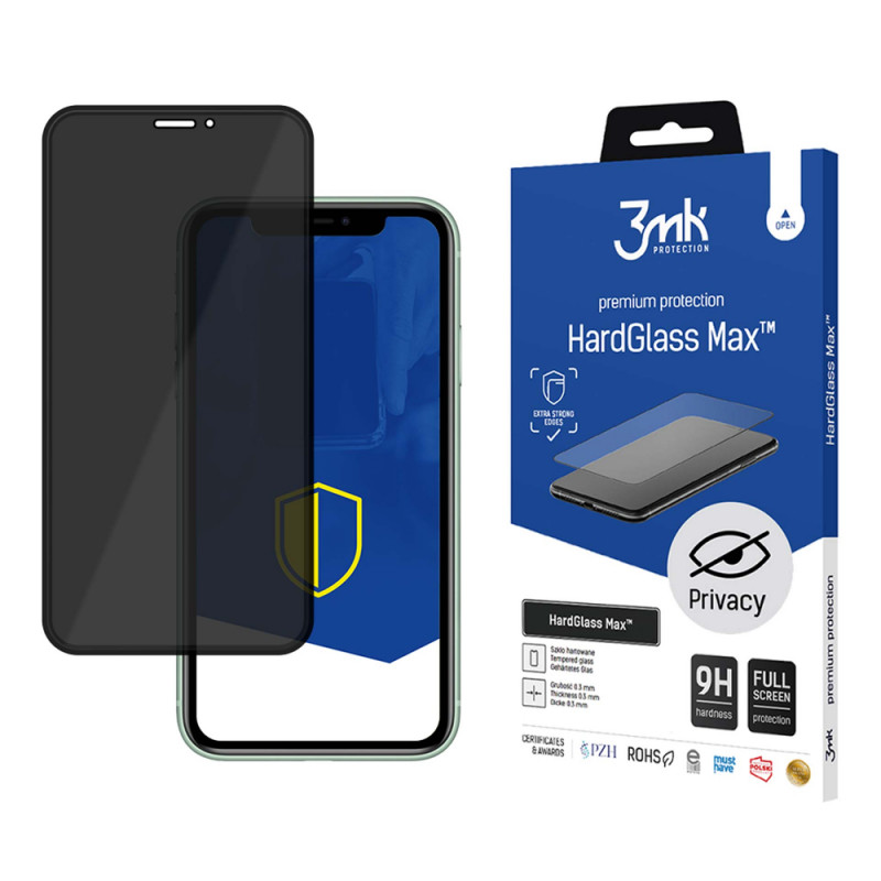 3MK HardGlass Max Privacy karastatud klaas Apple iPhone 11 Pro Max jaoks, must
