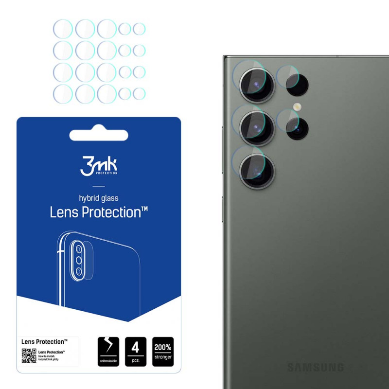 3MK Lens Protect Samsung Galaxy S23 Ultra kaamera objektiivi kaitseklaas (4 tk), 3MK4464