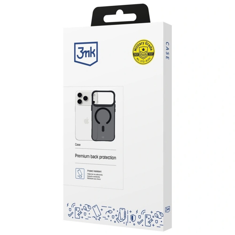 3MK Smoke MagCase ümbris Apple iPhone 17 Pro Max jaoks, must poolläbipaistev
