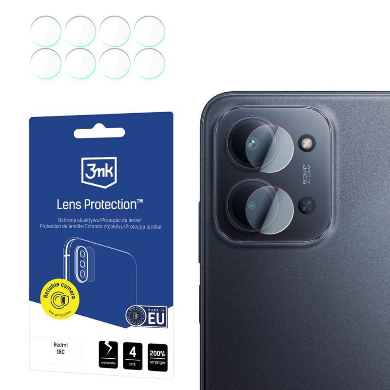 3MK Lens Protection kaamerakaitse objektiivi kaitseklaas Xiaomi Redmi 15C 4G jaoks