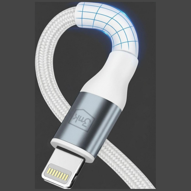 3MK Hyper Cable N-SERIES USB-C - Lightning kaabel, 1 m, 27 W, valge