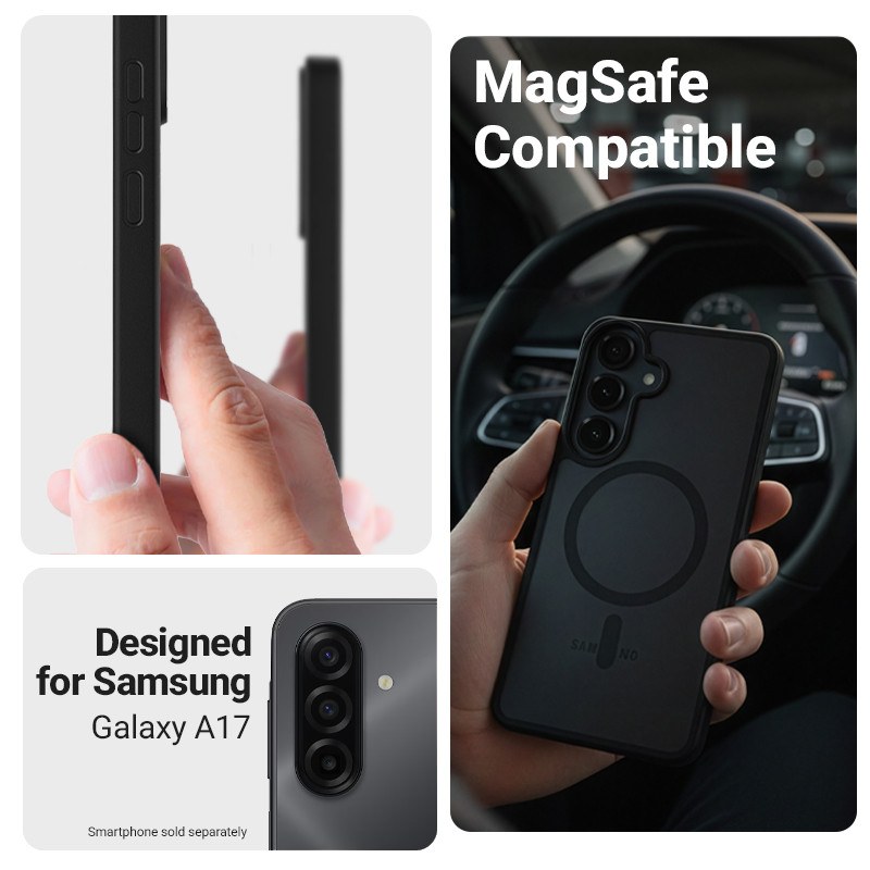 Crong Hybrid Matte Magnetic MagSafe ümbris Samsung Galaxy A17 jaoks, must