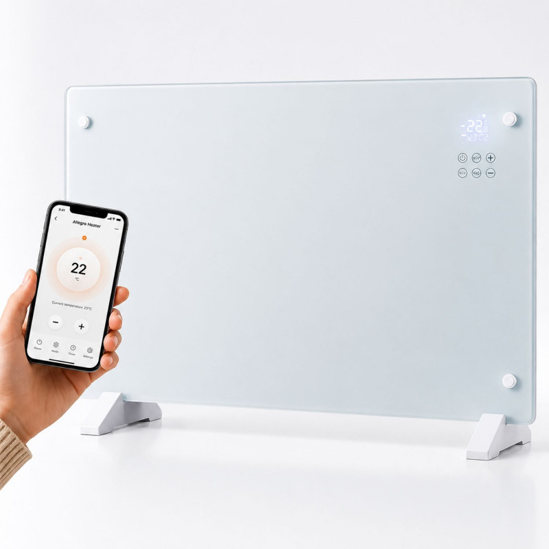 Extralink nutikas klaaspaneel-radiaator LPL-23A-WH, 2000 W, WiFi, valge
