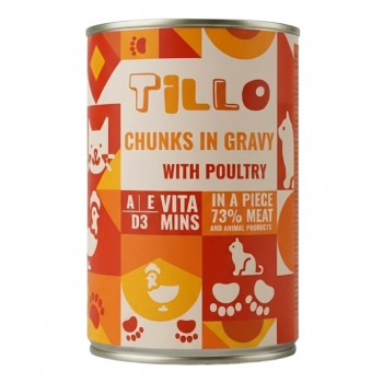 TILLO Chunks in gravy Poultry märg kassitoit, 415 g