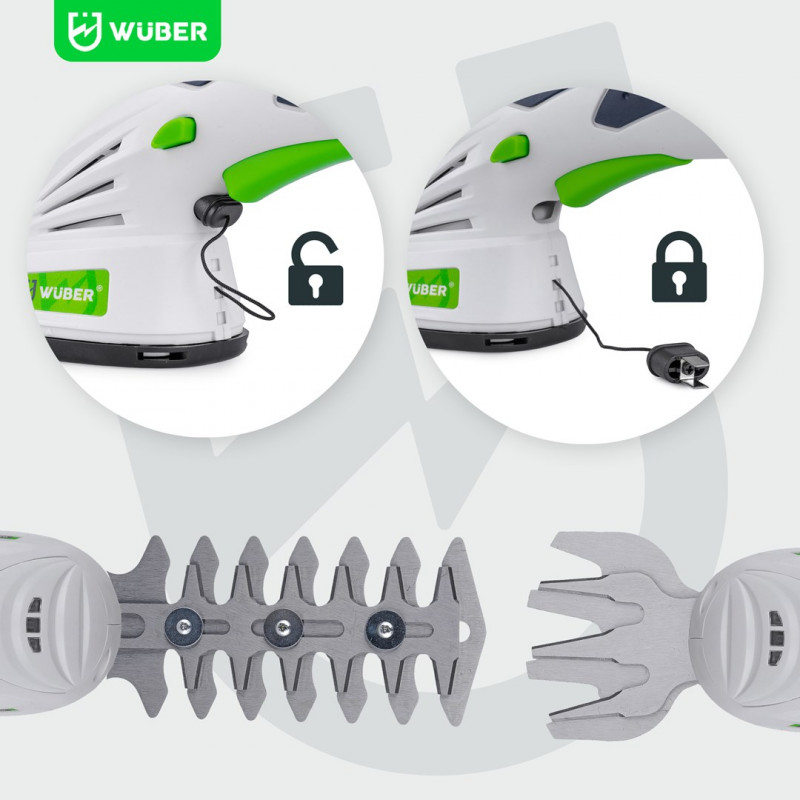 Wuber W23320 juhtmeta 2-in-1 heki- ja murutrimmer, 7,2 V, 120 mm lõige, USB-C