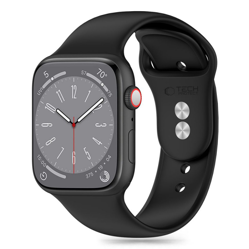 Tech-Protect silikoonrihm Apple Watch 4/5/6/7/8/9/SE ja Ultra 1/2 jaoks (42/44/45/49 mm), must