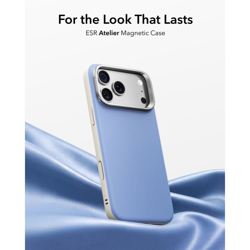 ESR nahast tugijalaga MagSafe ümbris Apple iPhone 17 Pro Max / 18 Pro Max jaoks, helesinine
