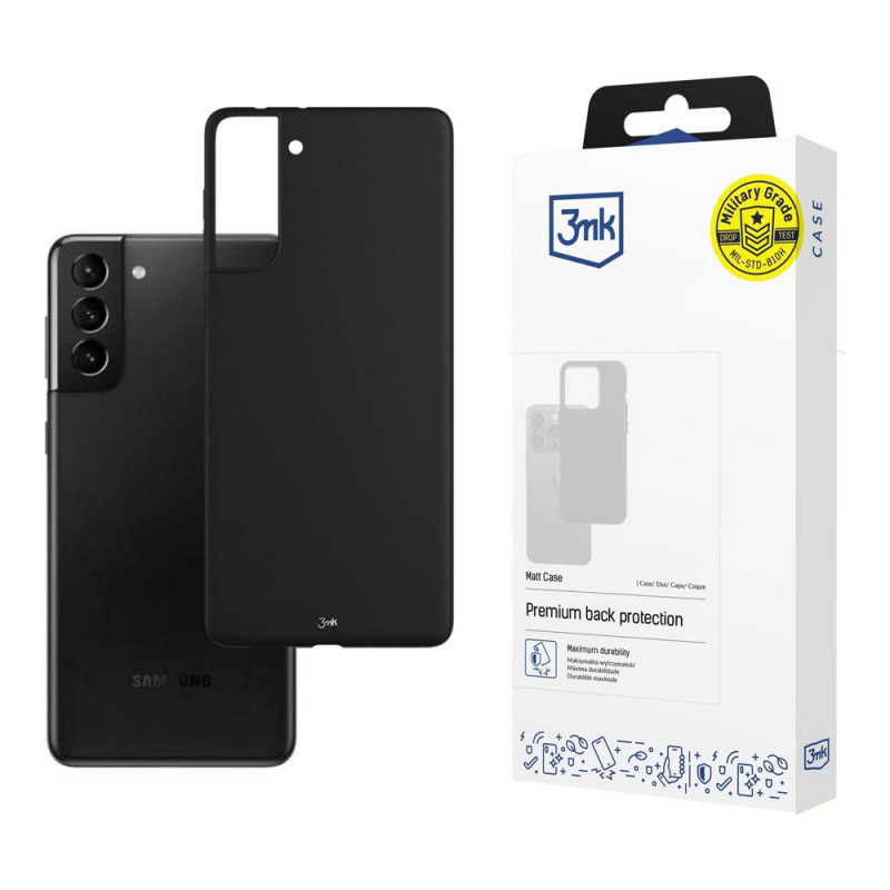 3MK Matt Case kaitsekate Samsung Galaxy S21+ Plus 5G jaoks, must