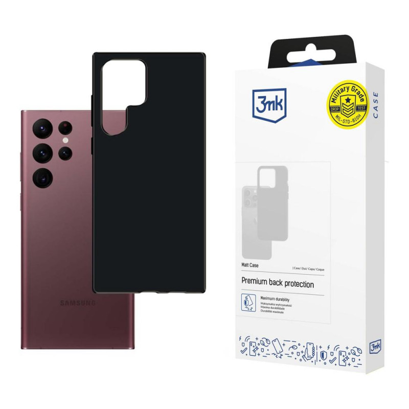 3MK Matt Case kaitsekate Samsung Galaxy S22 Ultra jaoks (3MK3448BLK), must