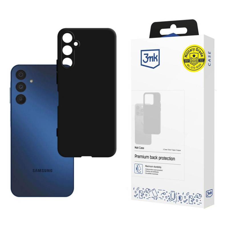 3MK Matt Case 3MK5415 ümbris Samsung Galaxy A15 4G / 5G jaoks, must
