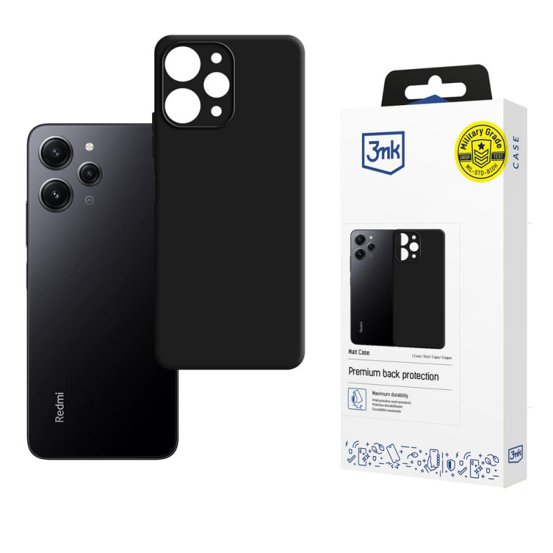 3MK Matt Case kaitsekate Xiaomi Redmi 12 jaoks, must