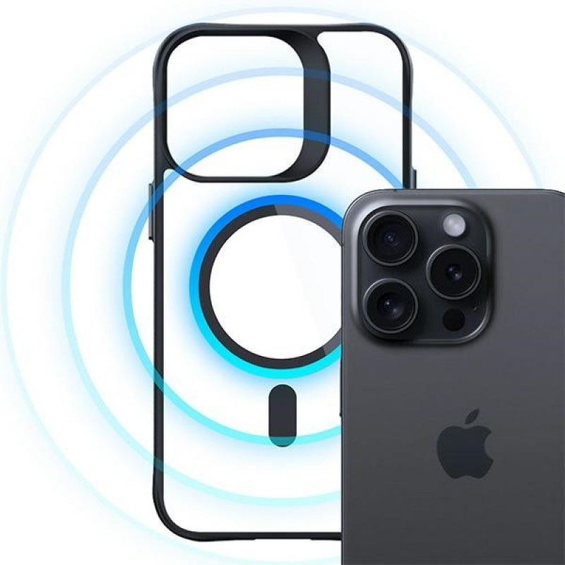 3MK Satin Armor MagCase MagSafe'iga Apple iPhone 14 Pro Maxile, läbipaistev musta raamiga