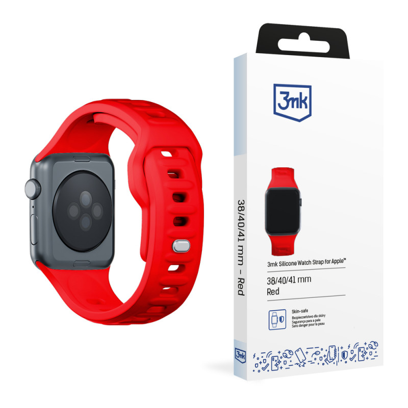 3mk silikoonist kellarihm Apple Watch'ile 38/40/41 mm, punane