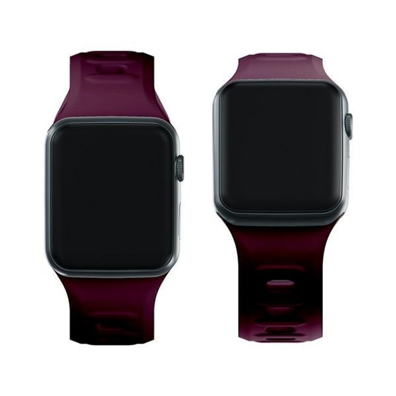 3mk silikoonist kellarihm Apple Watchile 42/44/45/49 mm, mulberry / burgundy