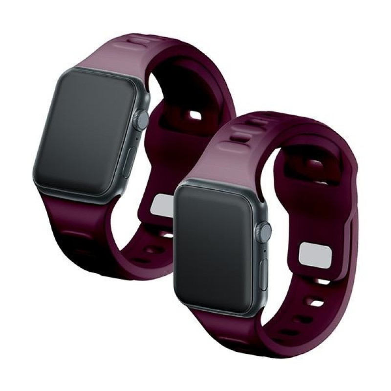 3mk silikoonist kellarihm Apple Watchile 42/44/45/49 mm, mulberry / burgundy