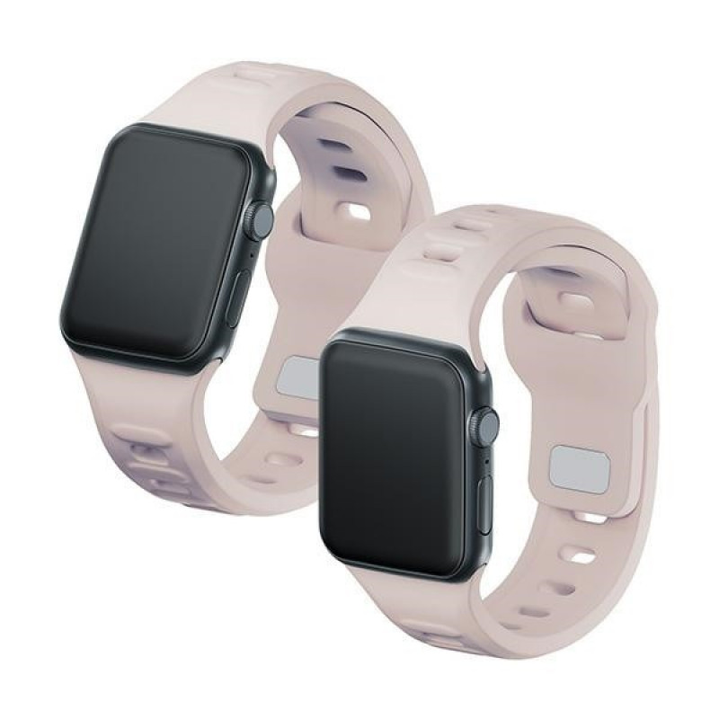 3mk silikoonist kellarihm Apple Watchile 42/44/45/49 mm, roosakas-beež / latte