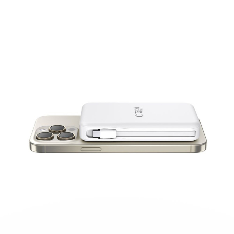 Tech-Protect PB31 LifeMag MagSafe akupank 10000 mAh, 15 W, valge