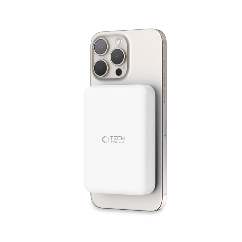 Tech-Protect PB11 LifeMag MagSafe akupank 10000 mAh, 15 W, valge