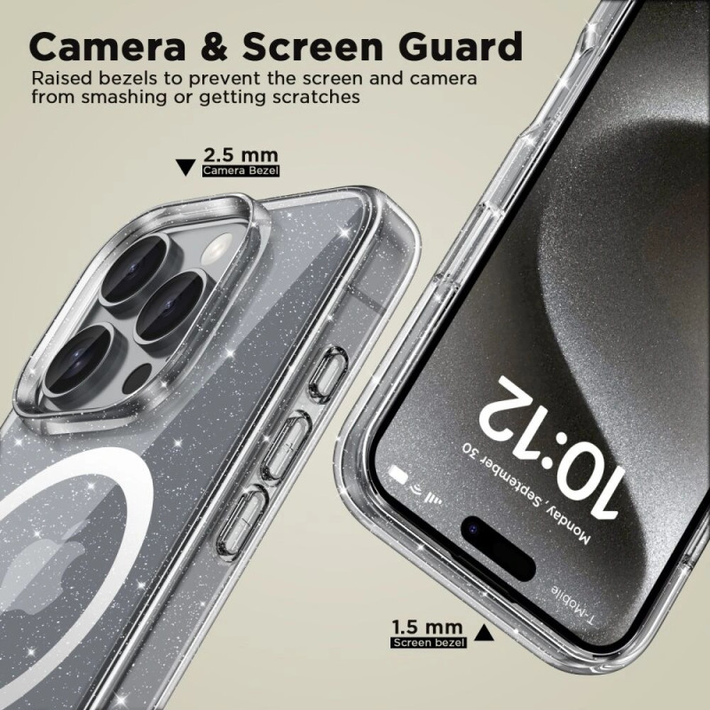 Tech-Protect Flexair Hybrid MagSafe kaitsekate Apple iPhone 16 Pro Max-le, glitter