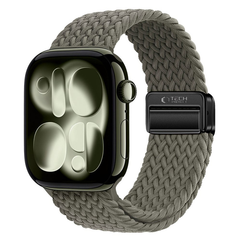 Tech-Protect Nylonmag rihm Apple Watch 4/5/6/7/8/9/SE/Ultra 1/2 jaoks, 42/44/45/49 mm, Olive Grey