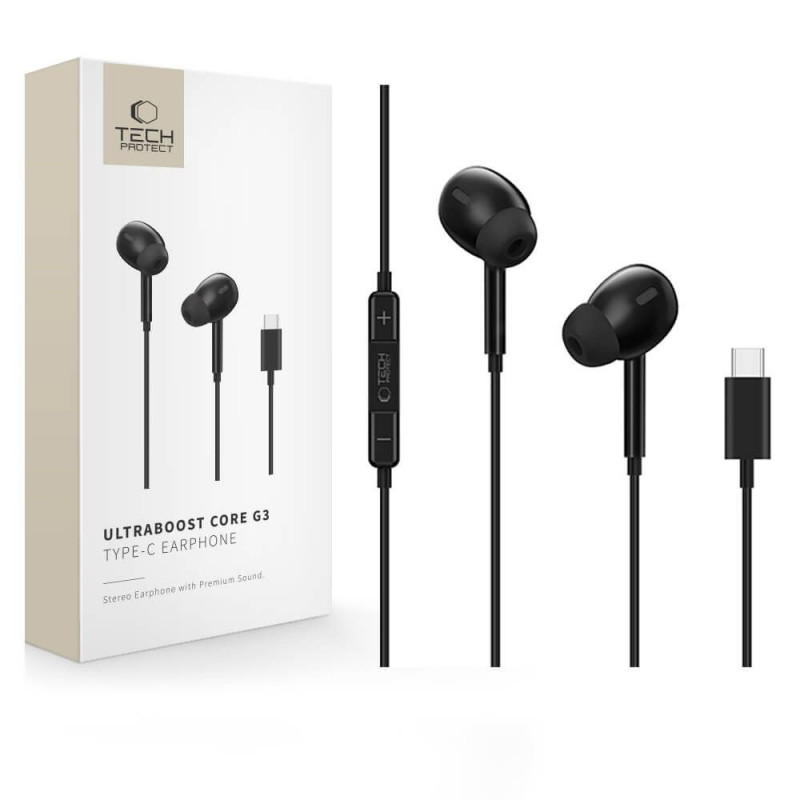 Tech-Protect Ultraboost Core G3 USB-C juhtmega kõrvaklapid, must